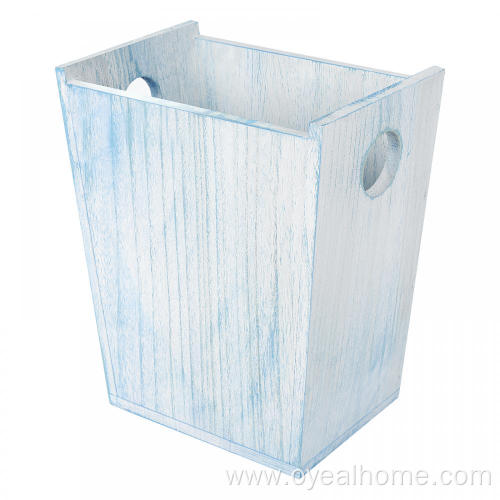 Wooden Trash Can with Double Ring Hollow Handle